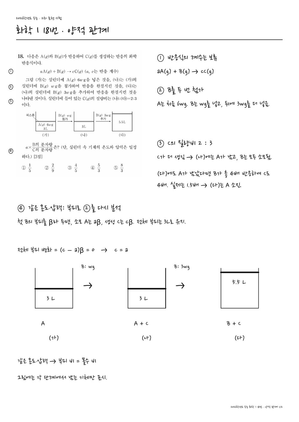 화학 18번 손글씨 해설
